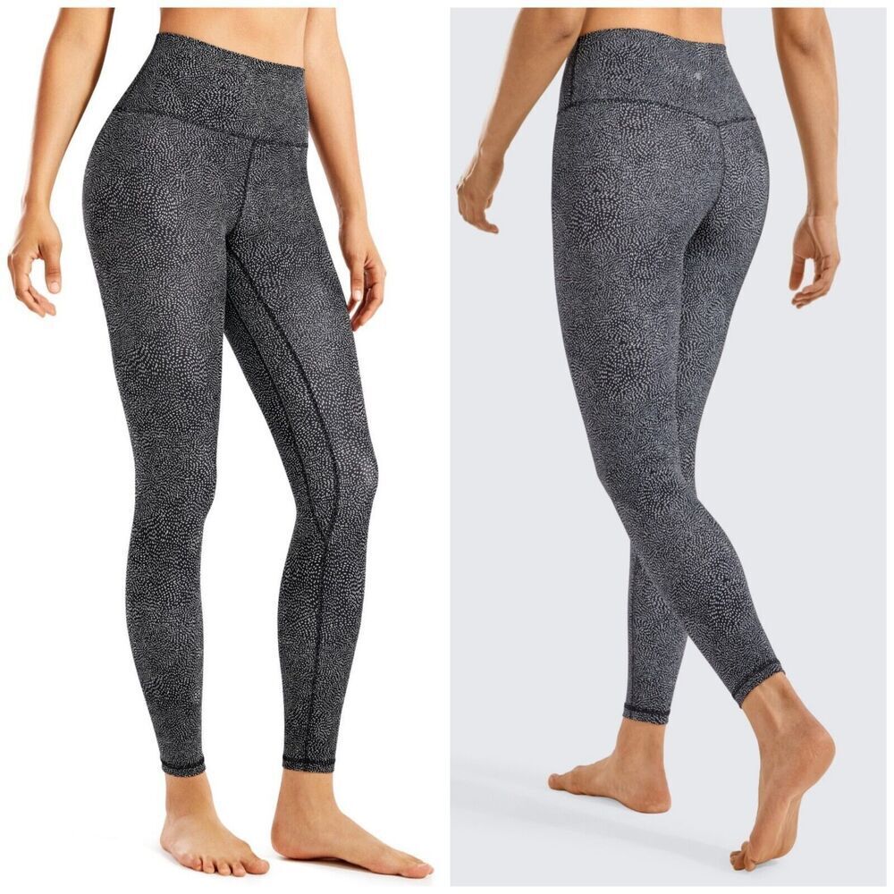 Crz Yoga Womens Sz 14 Workout Black White High Waisted Ankle Legging Stretch